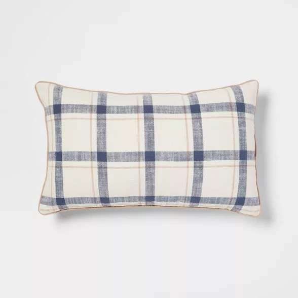 Woven Striped with Plaid Reverse Throw Pillow - Threshold™ | Target