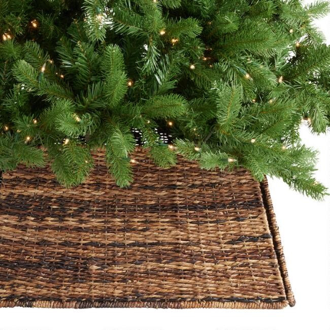 Square Natural Madras Tapered Tree Collar | World Market