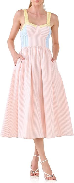 English Factory Women's Multi Color Striped Mid Dress | Amazon (US)