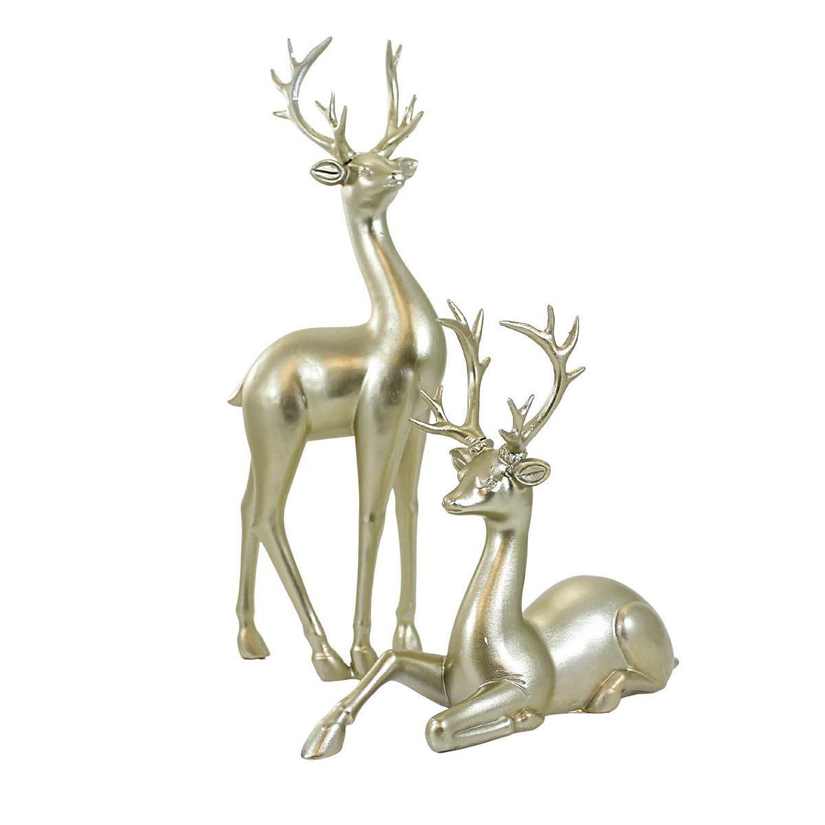 Christmas Gold Sitting/Standing Reindeer  -  1 Standing / 1 Sitting Reindeer 12.00 Inches -  Figu... | Target