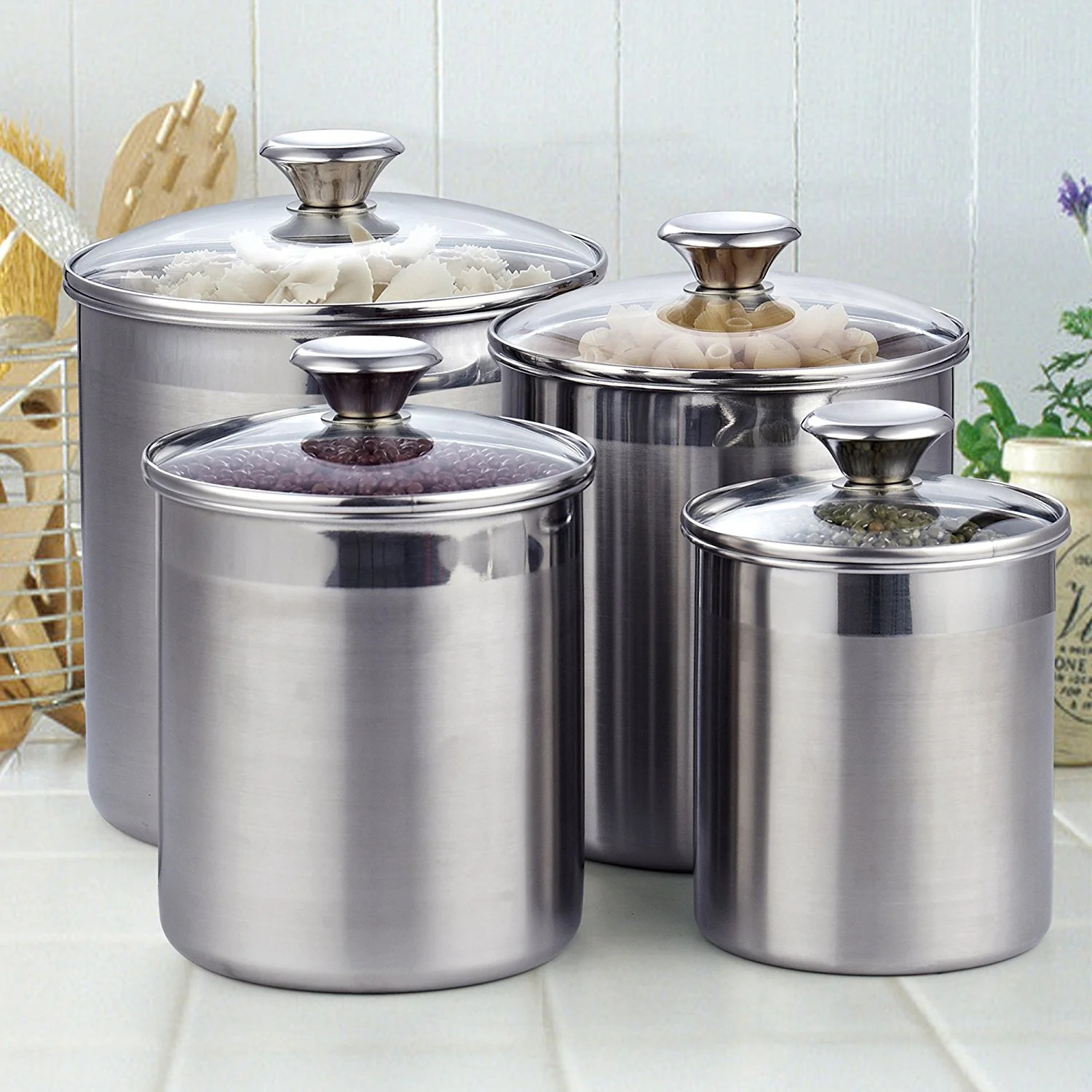 Cooks Standard 4-Piece Stainless Steel Canister Set | Walmart (US)