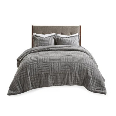 Luxurious Grey Bedding Sets With Faux Fur Comforter For Home | Wayfair North America