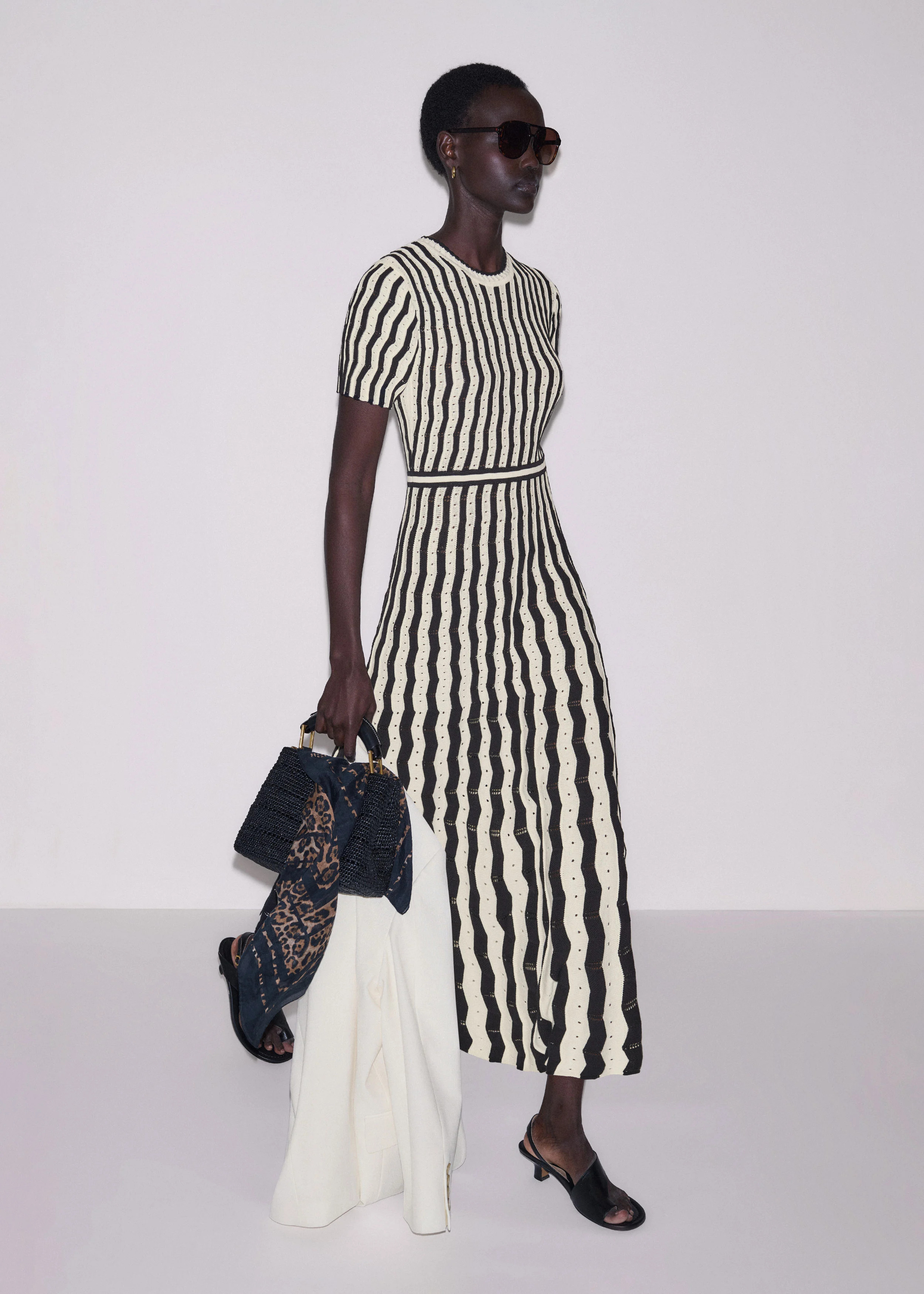 Stripe Knit Maxi Dress Pointelle Cotton | ME+EM US