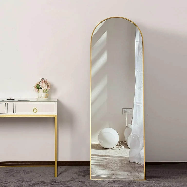 BEAUTYPEAK Arched Full Length Floor Mirror 59.1"x16" Full Body Standing Mirror,Gold - Walmart.com | Walmart (US)