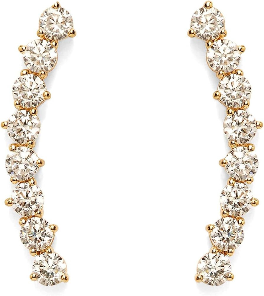 PAVOI 14K Gold Plated Cubic Zirconia Ear Crawler Earrings - Faux Diamond Arrow Ear Climber Fashio... | Amazon (US)