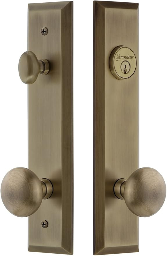 Grandeur Hardware 840745 Fifth Avenue Tall Plate Complete Entry Set with Fifth Avenue Knob, Backs... | Amazon (US)