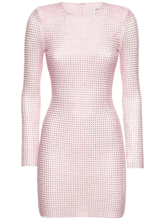 Embellished jersey hot fix mini dress - Self-portrait - Women | Luisaviaroma | Luisaviaroma