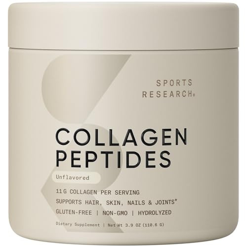 Sports Research® Collagen Peptides - Hydrolyzed Type 1 & 3 Collagen Powder for Healthy Skin, Nails, & Joints - Easy Mixing with Vital Nutrients, Amino Acids & Protein (Unflavored) | Amazon (US)