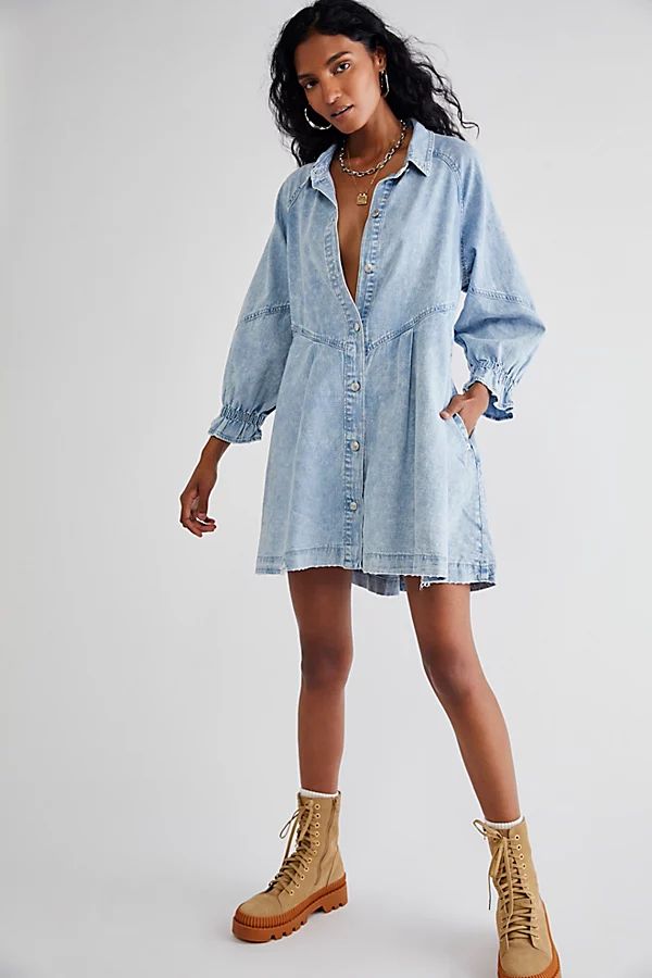 Hannah Denim Mini Dress by We The Free at Free People, Bali Blue, XS | Free People (Global - UK&FR Excluded)