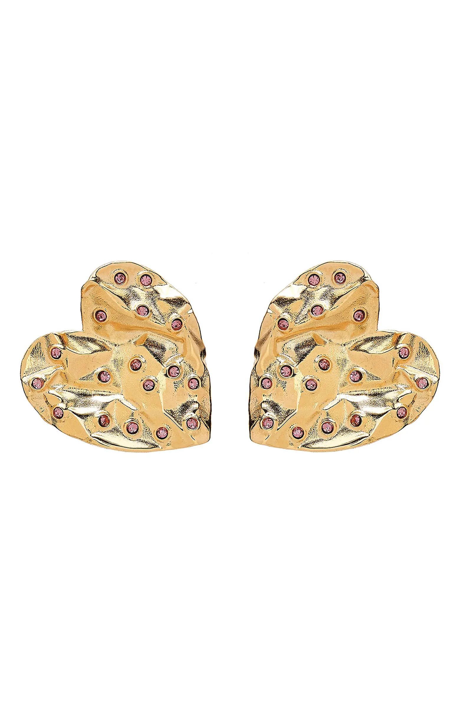 Scattered Crystal Textured Heart Earrings | Nordstrom