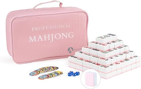 Mahjong Game Set, 144 Extra Large 42mm(1.7") Melamine Tiles with 4 Dices 80 Poker Chips and One S... | Amazon (US)
