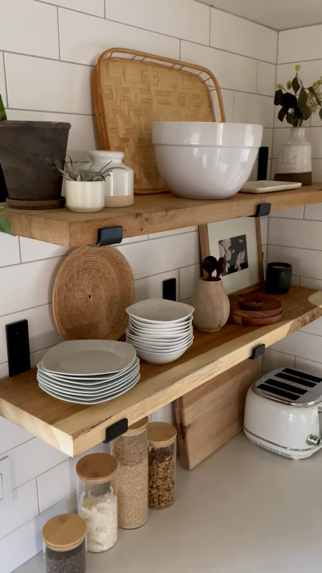 Styling kitchen shelves with neutral and warm pieces to keep it functional and stress-free

#LTKHome #LTKSeasonal