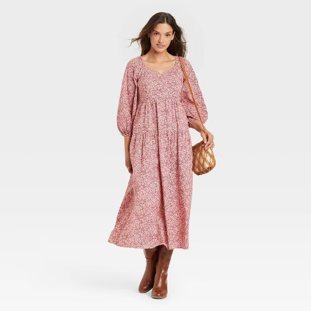 Women's Balloon Long Sleeve Dress - Universal Thread™ Pink S | Target