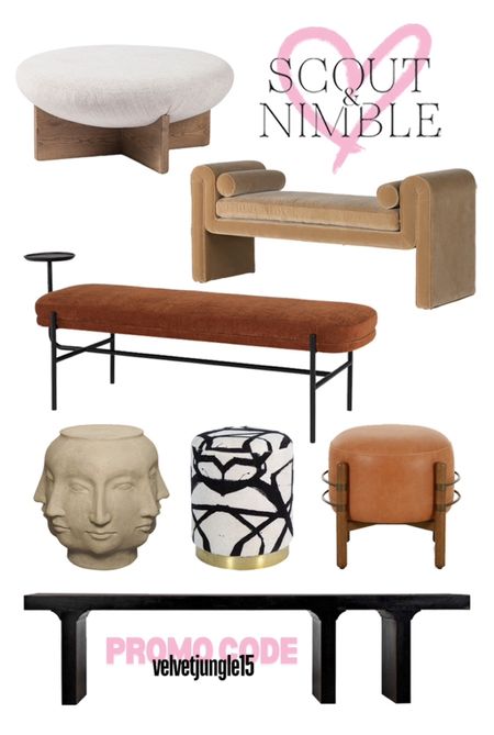 Lets get this promo code party started ! I’m going to be rounding up my favorite pieces from Scout & Nimble so you can see your crush and get that 15% off with my code VELVETJUNGLE15 🤗
Today : benches and accent stools ! 💕

#scoutandnimble #bench #ottoman #stool #discount

#LTKstyletip #LTKhome