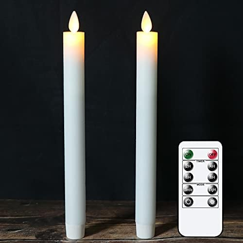Amazon.com: DRomance White Flameless Taper Candles with Remote and Timer, Moving Wick LED Flicker... | Amazon (US)