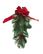 Real Touch 26.5in Magnolia Leaf And Bow Hanging Holiday Decor | Plants & Planters | Marshalls | Marshalls