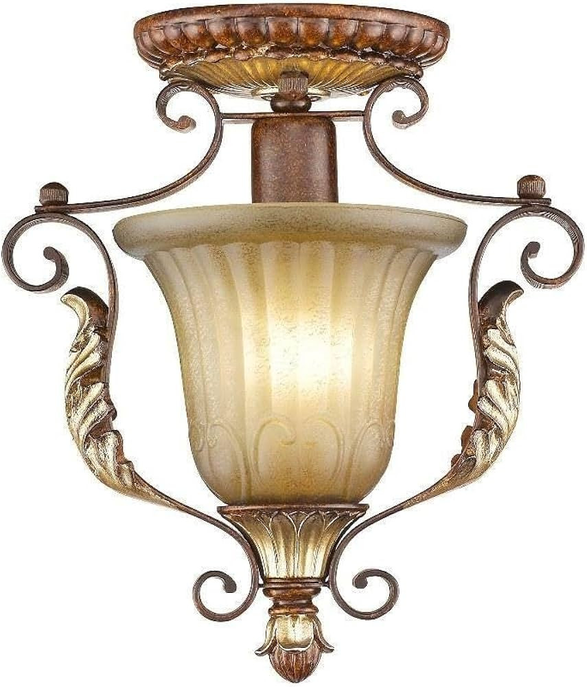 Livex Lighting 8578-63 Villa Verona 1 Light Verona Bronze Finish Flush Mount with Aged Gold Leaf ... | Amazon (US)