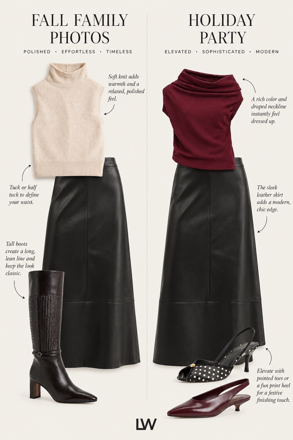 I styled the under $200 leather skirt two ways for the season!