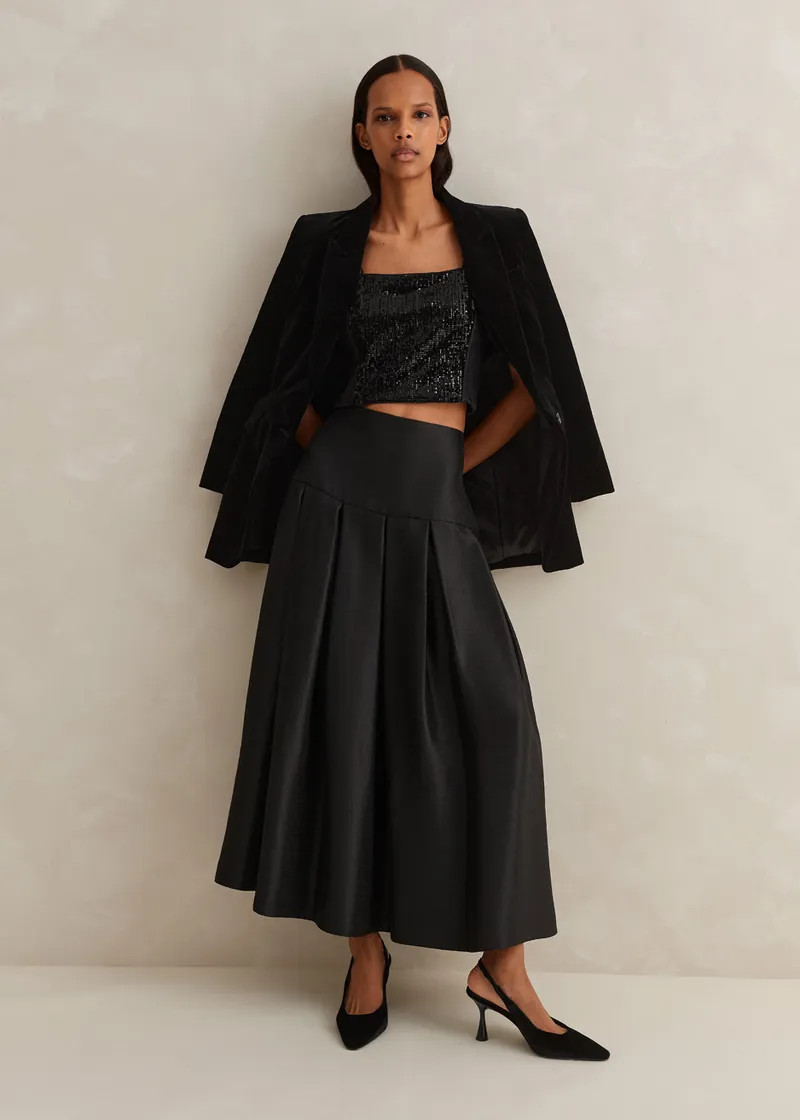 Evening Shimmer Pleated Maxi Skirt | ME+EM Global (Excluding US)