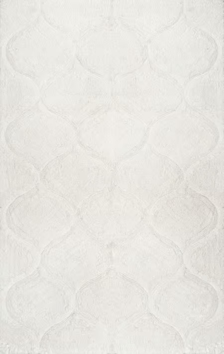 White Super Soft Luxury Shag with Carved Trellis Area Rug | Rugs USA