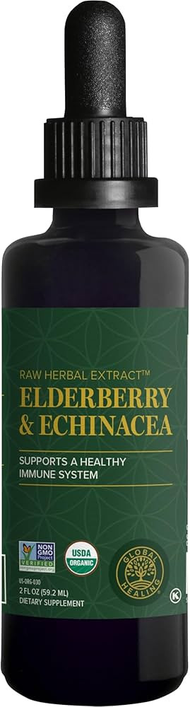 Global Healing USDA Organic Elderberry & Echinacea Liquid Supplement Tincture | Antioxidant Immun... | Amazon (US)