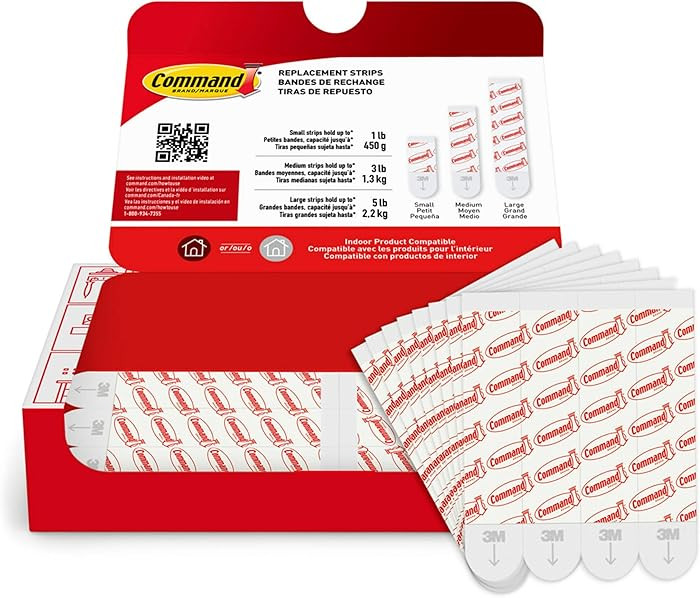 Command Indoor Large Replacement Strips, Holds up to 5 lb, 20 Adhesive Strips, Damage Free Wall H... | Amazon (US)