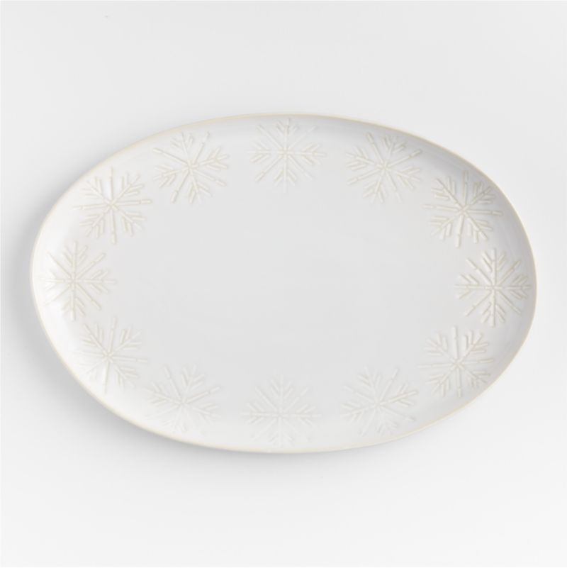 Dover Snowflake Oval Platter | Crate & Barrel | Crate & Barrel