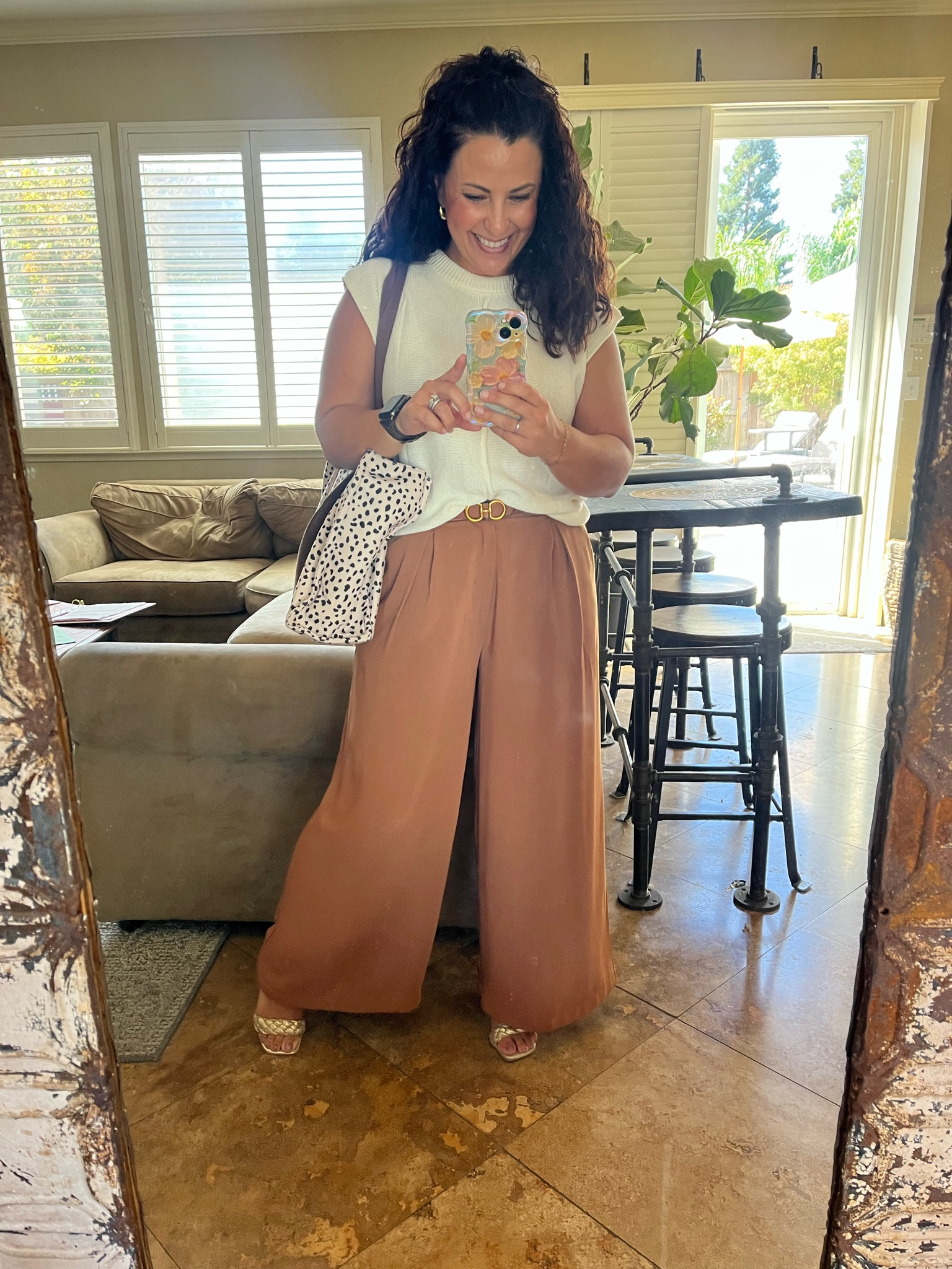 What to wear to work when it’s still hot in September. My cap sleeve sweater is super cozy, tts, I’m wearing a small. My pants are so comfy, have an elastic back waist and button/zipper front. I’m wearing size small short. 

Fall outfit
Teacher outfit
Petite stylee

#LTKOver40 #LTKWorkwear