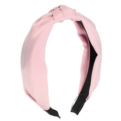 Unique Bargains Women's Satin Knotted Headband Hairband 1.2" Wide Pink | Target