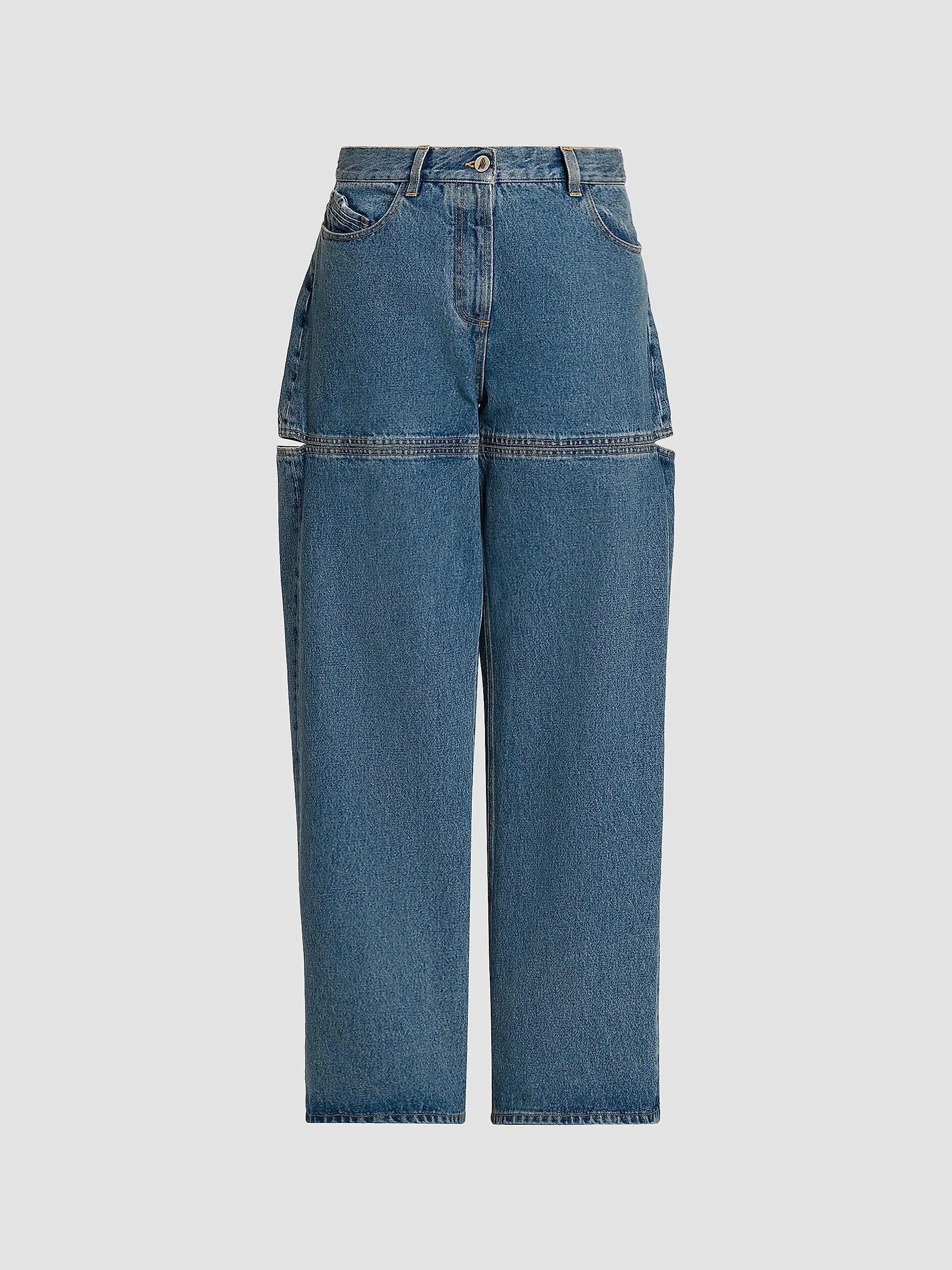 The Attico Slashed Baggy Mid-Rise Jeans | Saks Fifth Avenue | Saks Fifth Avenue