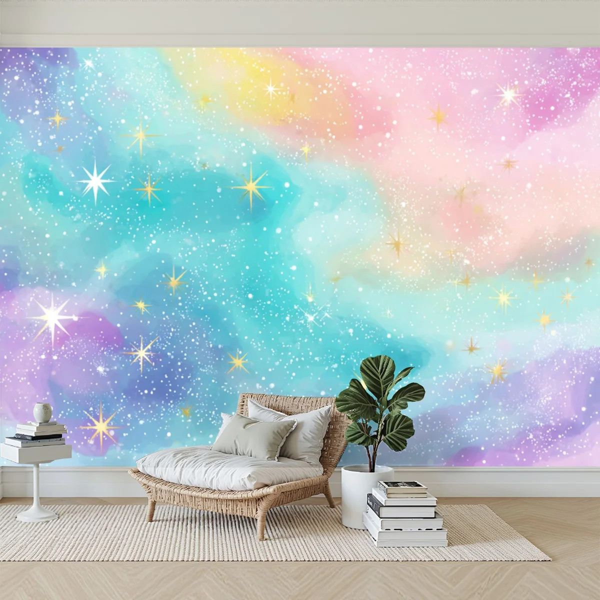 Peel and Stick Wallpaper 144" W x 100" H Modern Self Adhesive Wall Mural for Bedroom Rainbow gala... | Wayfair North America
