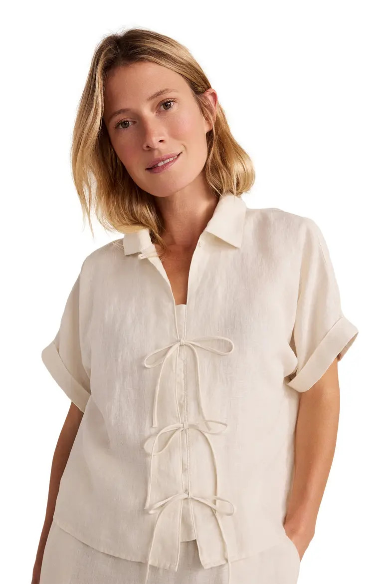 Linen Tie-Front Top (Women) | Nordstrom | Nordstrom