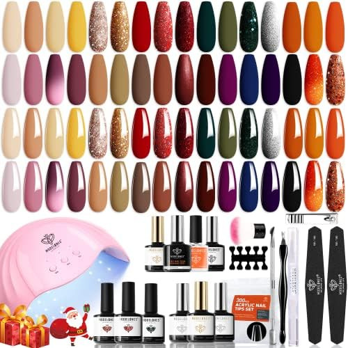 Modelones 49 Pcs Fall Gel Polish Nail Kit with U V Light 48W Nail Dryer- 32 Colors Gel Polish Set... | Amazon (US)