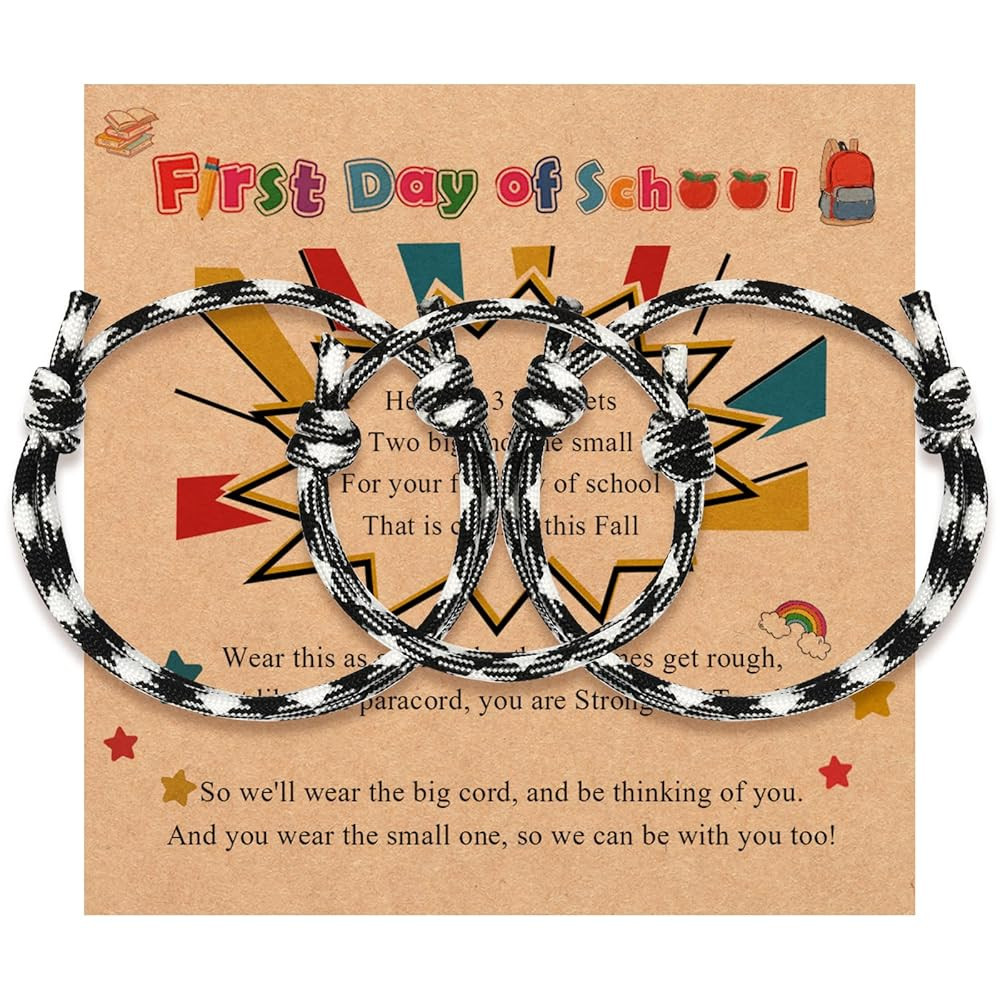 2-3Pcs First Day of School Knit Rope Bracelet Love Between Mother/Father/Mama and Daughter/Son/Me... | Amazon (US)