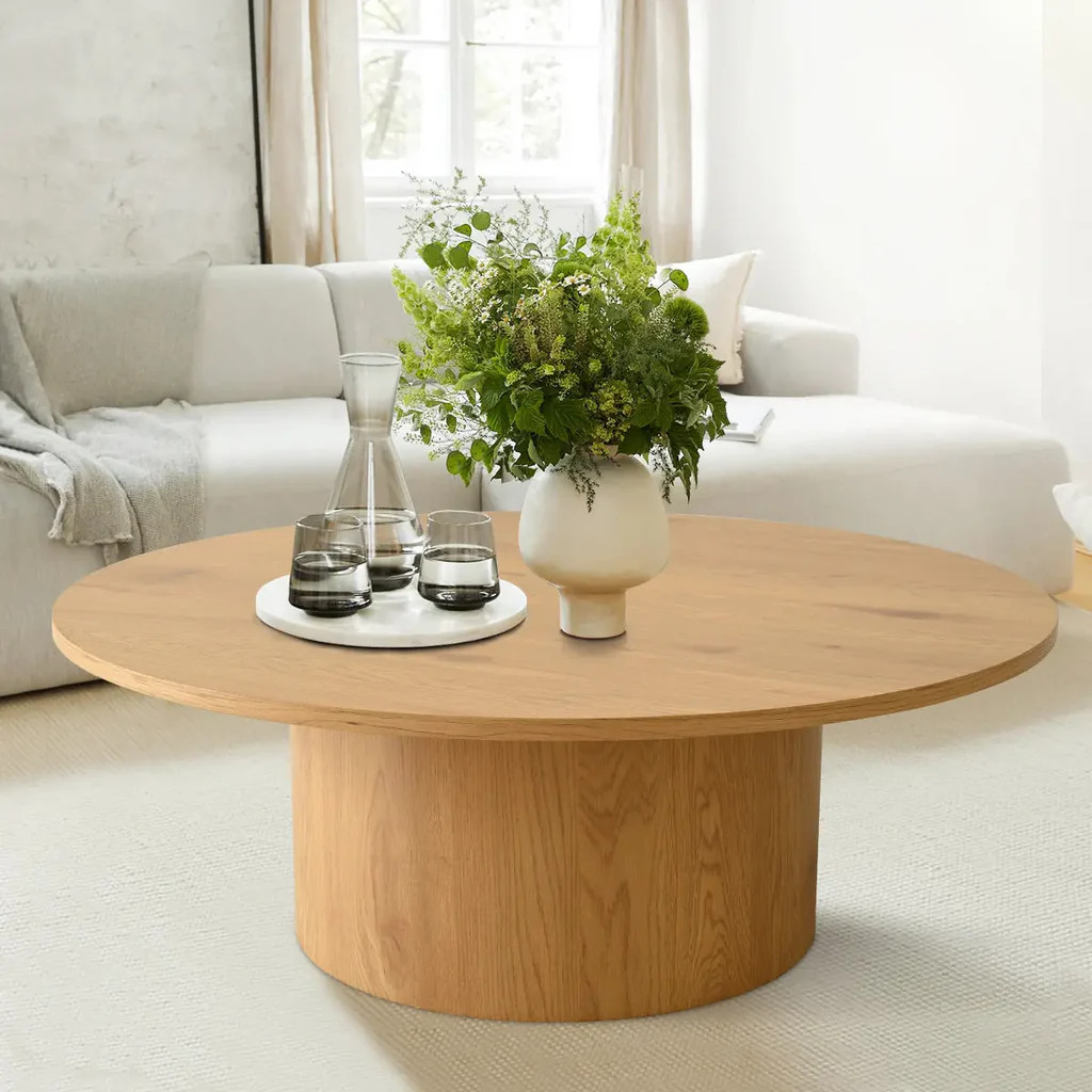 Dwen 40" Modern Round Pedestal Coffee Table | Pop Maison