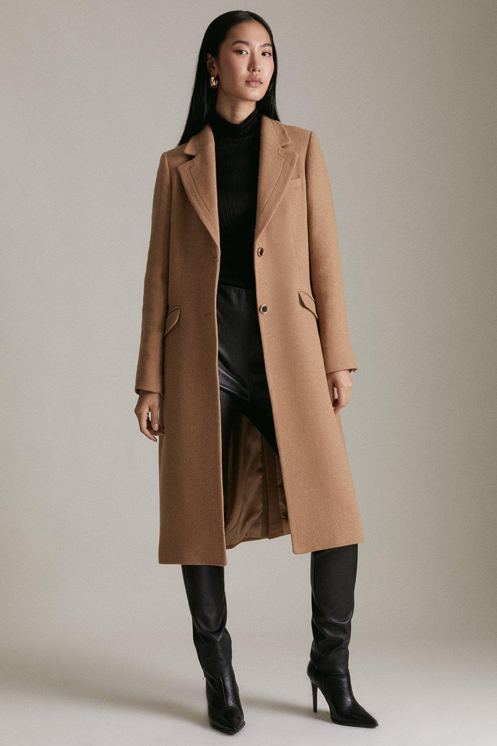 Italian Wool Mix Single Breasted Coat | Karen Millen UK & IE