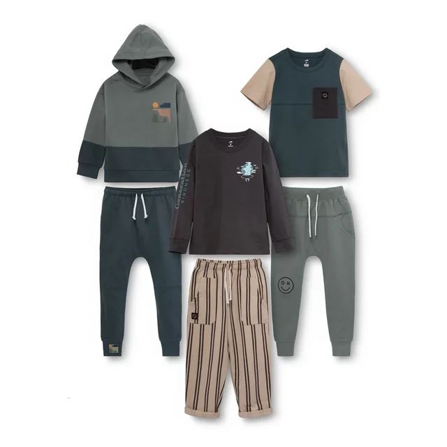 Little Star Organic Toddler Boys' 6pc Mix & Match Outfit Set, Sizes 12M-5T | Walmart (US)