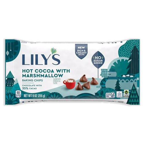 Lilys Hot Cocoa with Marshmallow Flavor Baking Chips 1 pack - No Sugar, Low Carb, Rich & Creamy 35% Cacao, Stevia Hot Chocolate Baked Chips for Baking | Amazon (US)