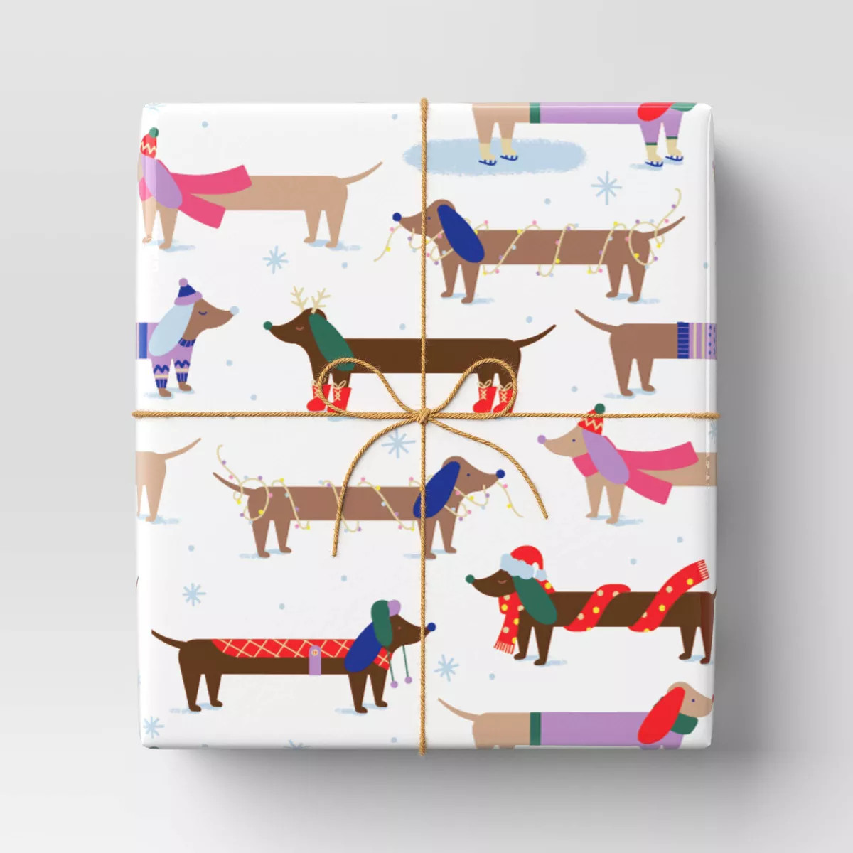 25 sq ft Metallic Dachshund Christmas Gift Wrap White - Wondershop™: FSC Certified, Animal Prin... | Target