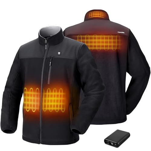 TIDEWE Heated Jacket Pro for Men, Rechargeable Battery-Powered Fleece Coat for Hunting (Black, Size XXXL) | Amazon (US)