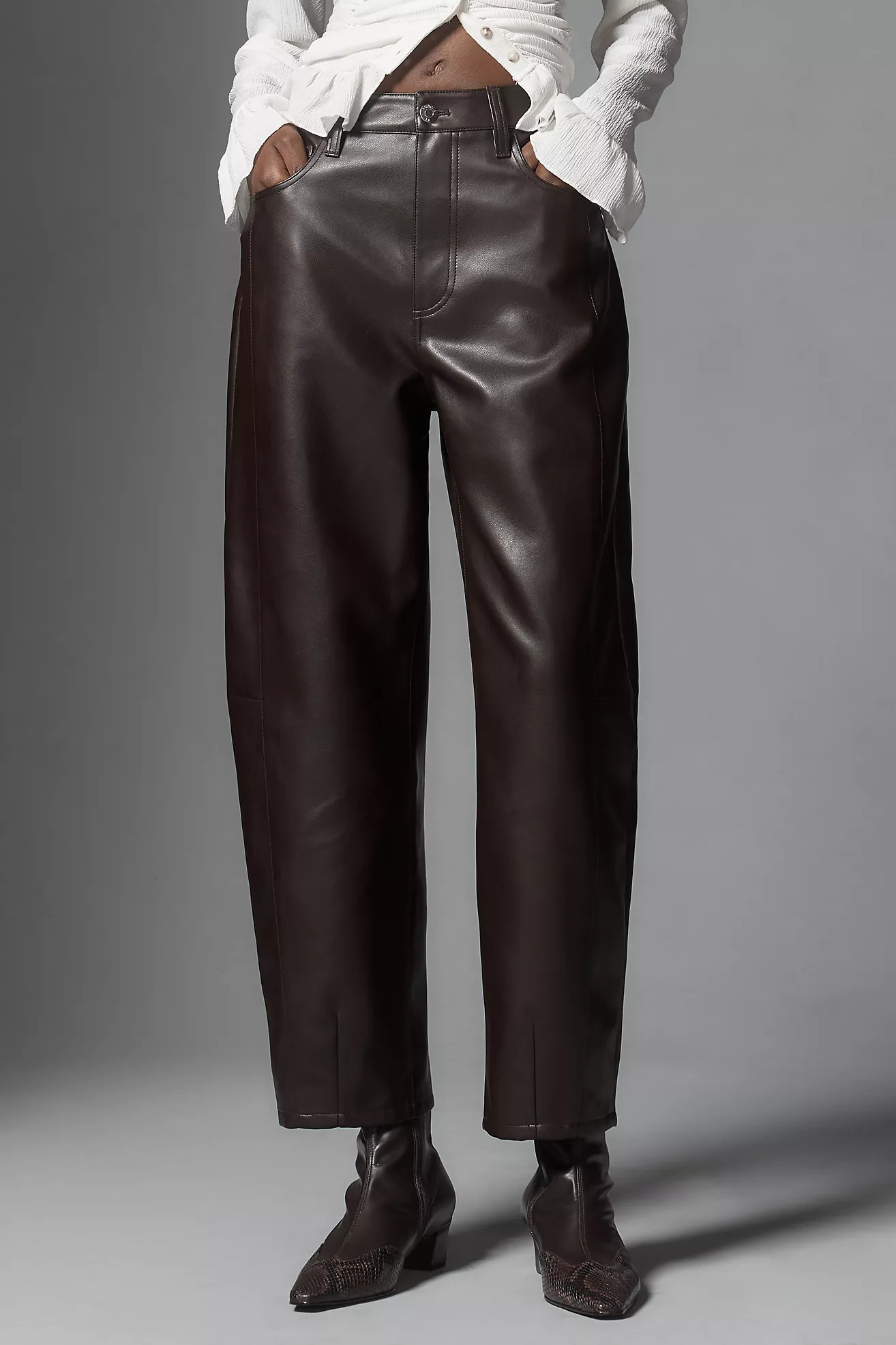 Pistola Eli Faux Leather High-Rise Barrel Pants | Anthropologie (US)