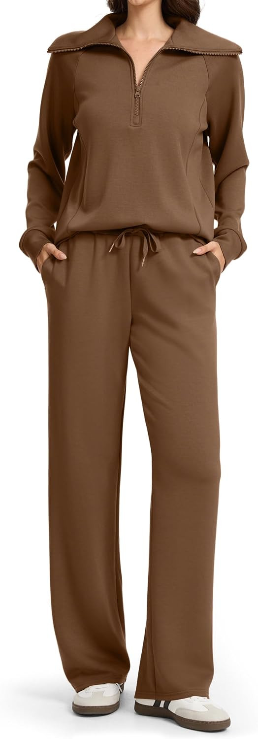 Tall Women's 2 Piece Sweatsuit Lounge Outfit, 32/34 Inseam Wide Leg Pants | Amazon (US)