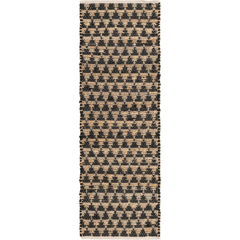 Annia Geometric Handmade Flatweave Area Rug in Black/Brown | Wayfair North America