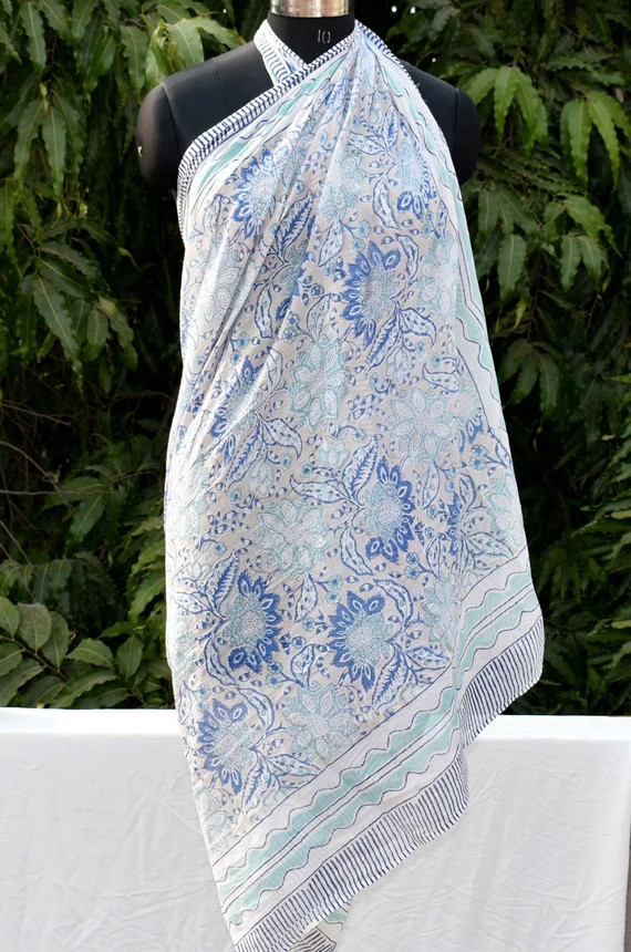 Block Print Sarong / Bridesmaid Gift Sarong / Swim Sarong / - Etsy | Etsy (US)