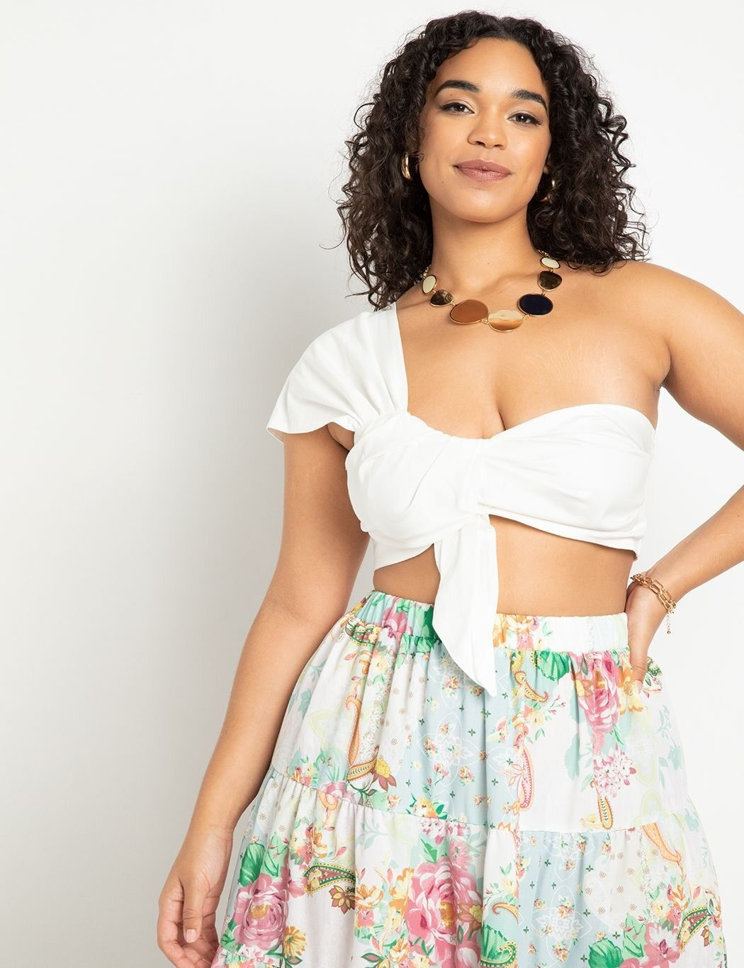 Draped Knot Detail Bustier | Women's Plus Size Tops | ELOQUII | Eloquii