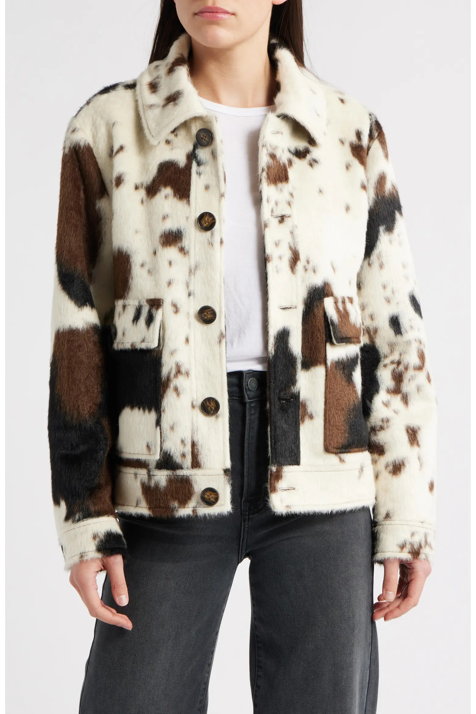 Cow Print Faux Fur Jacket (Women) | Nordstromrack | Nordstrom Rack