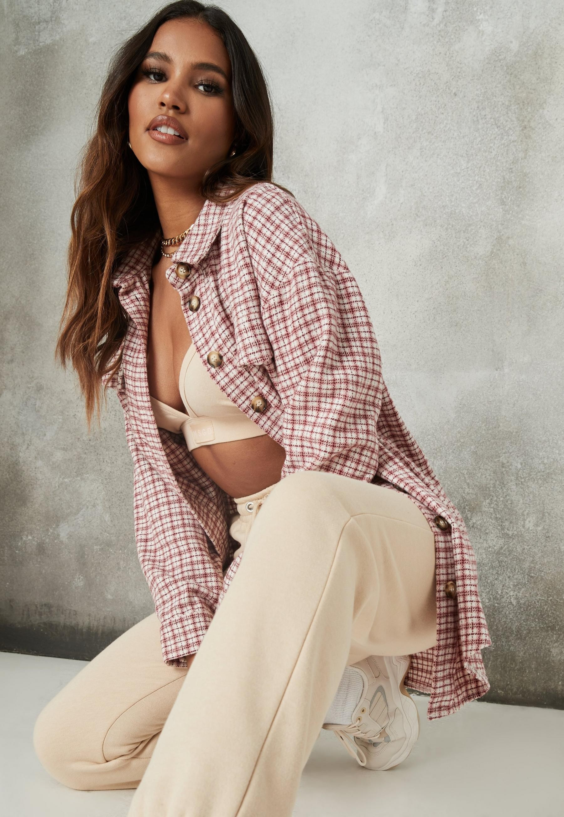Pink Plaid Extreme Oversized Shacket | Missguided (US & CA)