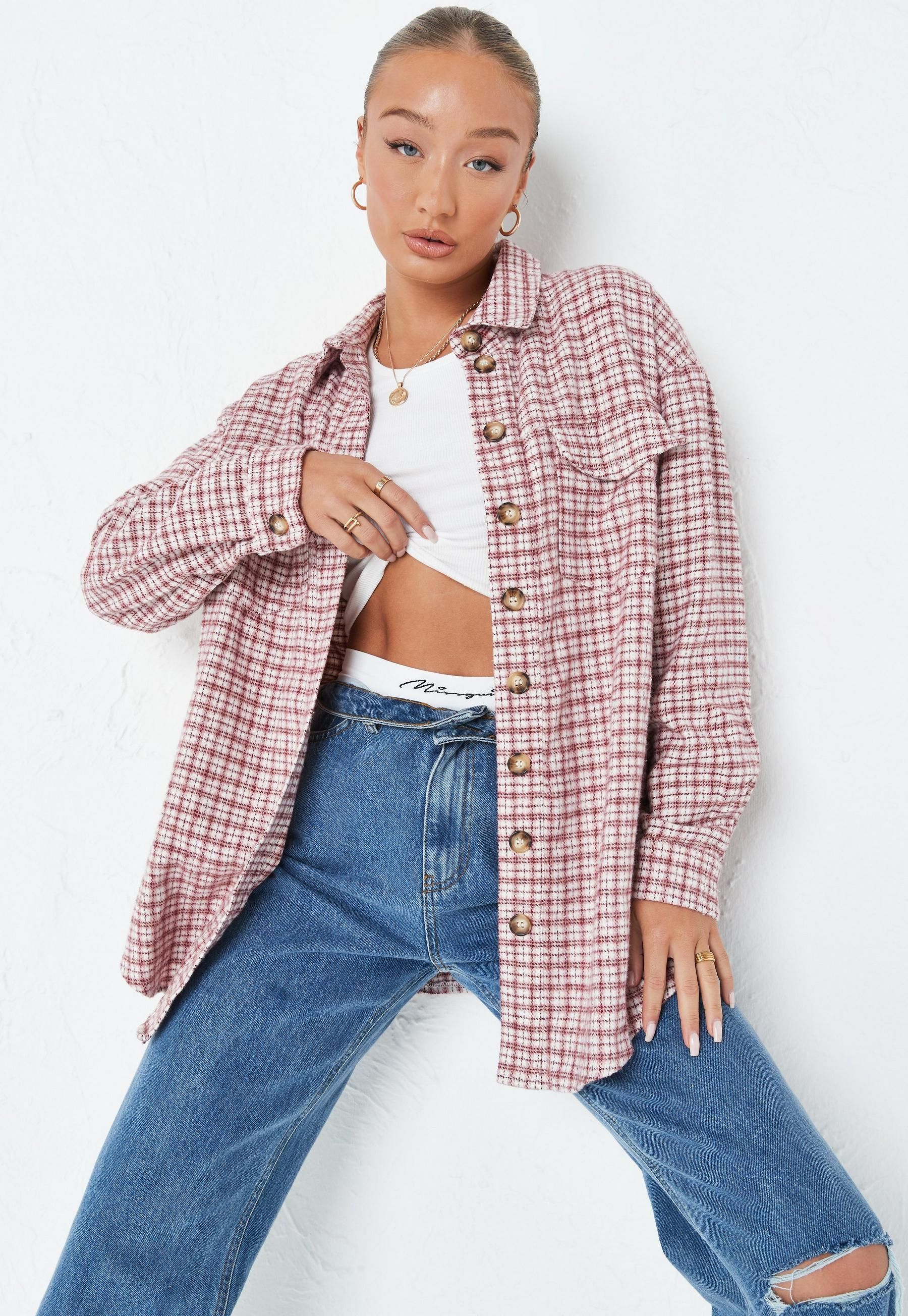 Pink Plaid Extreme Oversized Shacket | Missguided (US & CA)