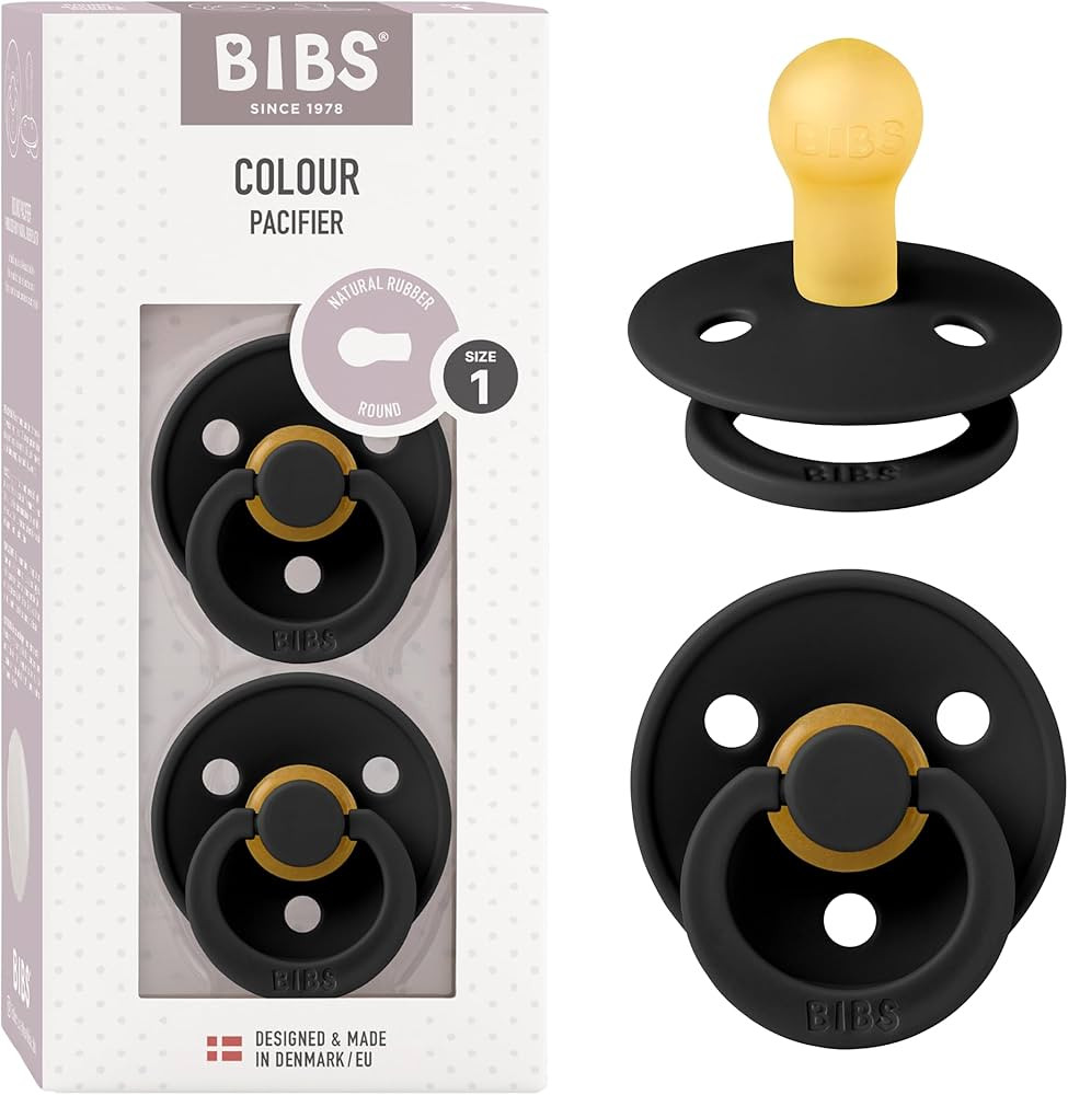BIBS Pacifiers | Natural Rubber Baby Pacifier | Set of 2 BPA-Free Soothers | Made in Denmark | Bl... | Amazon (US)