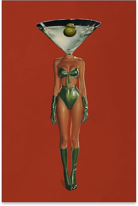 Dirty Martini Cocktail Posters Vintage Women Drink Wall Art Trendy Retro Red Aesthetic Canvas Pic... | Amazon (US)